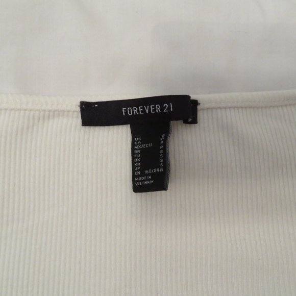 Forever 21 White Ribbed Button Down Shirt - Picture 3 of 3